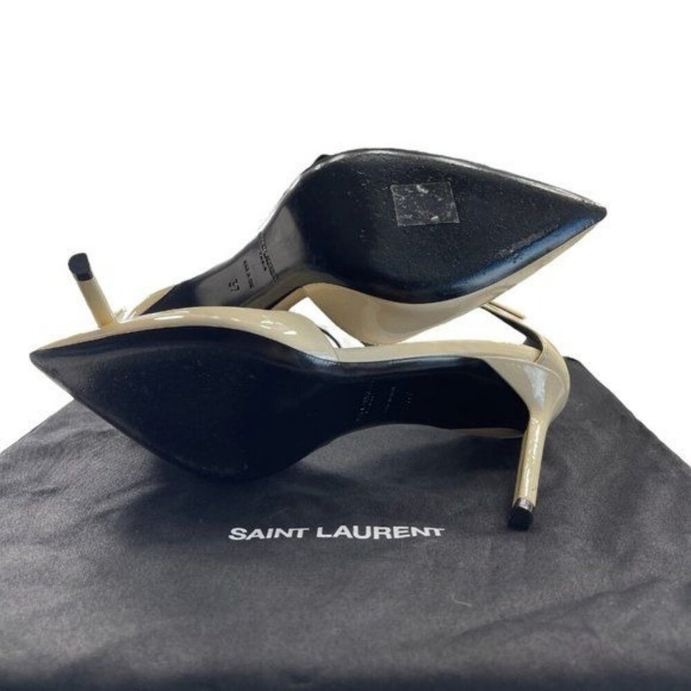 Saint Laurent Pumps Patent Anja 85 Ankle Strap Pointed 37 Coquille - Picture 8 of 8